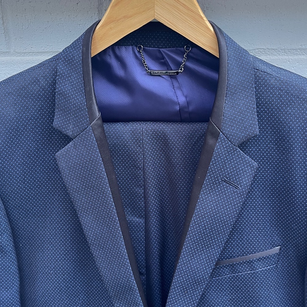 🆕 Lief Horsens - 2 Piece Custom Fitted Suit - Navy Blue Suit (40 R / 34 W X 34)
